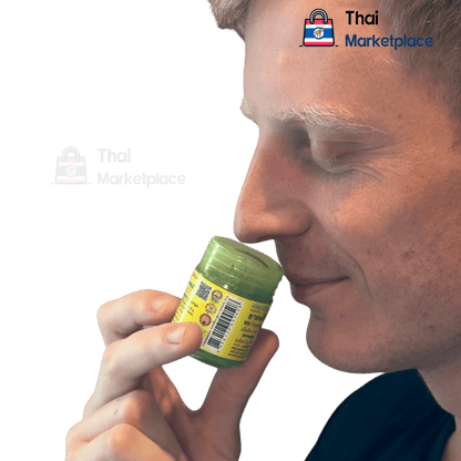 Thai sniff, Ya Dom HongThai, green Thai sniff, 2 oz. Thai sniff Herbal Inhaler. Thai sniff Herbal Medicine Green Inhaler. ยาดมหงส์ไทย - Thai MarketplaceInhalerHongThai